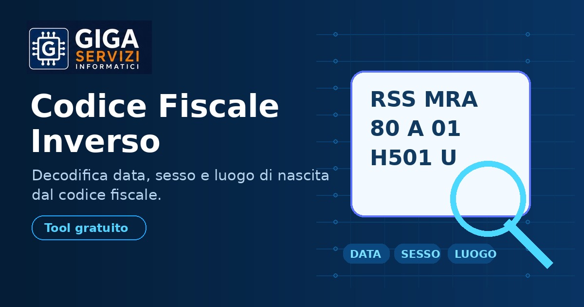 Codice Fiscale Inverso online gratuito