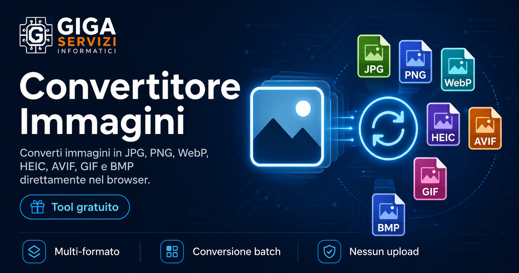 Convertitore immagini online gratuito JPG PNG WebP HEIC AVIF