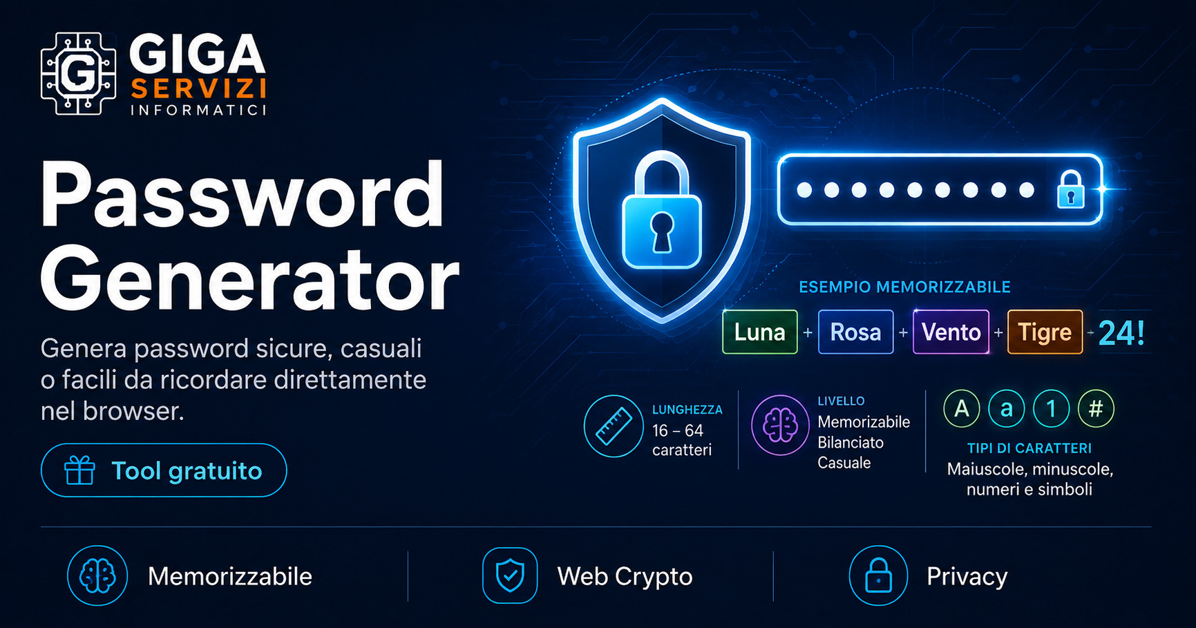 Generatore di password sicure e facili da ricordare